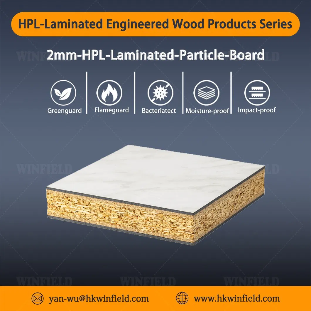 Durable 2mm HPL Laminate Particle Board for Interiors Wall Furniture
