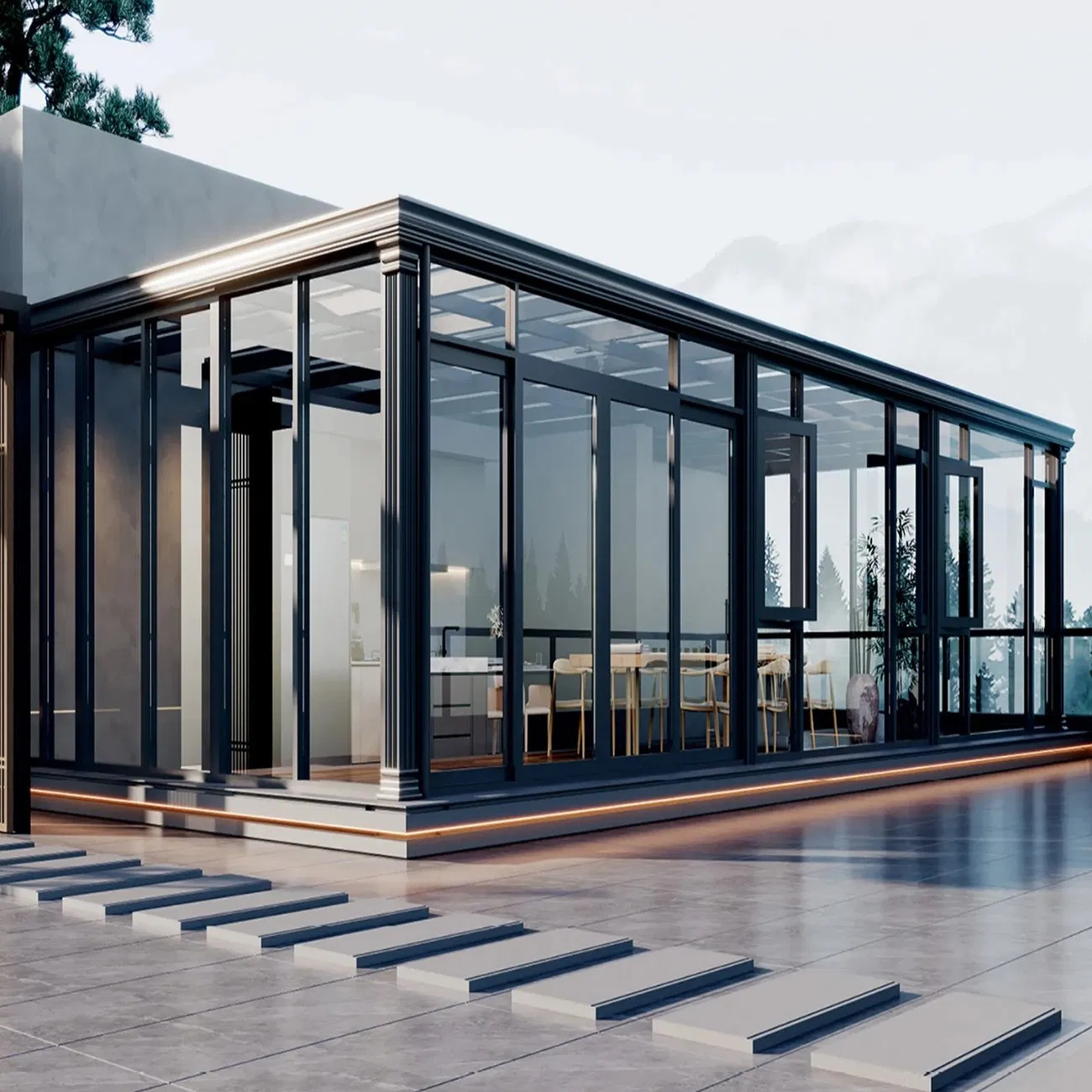 Conservatory Sunroom Luxurious Aluminum Sunroom Enclosures with Skylight for Natural Illumination