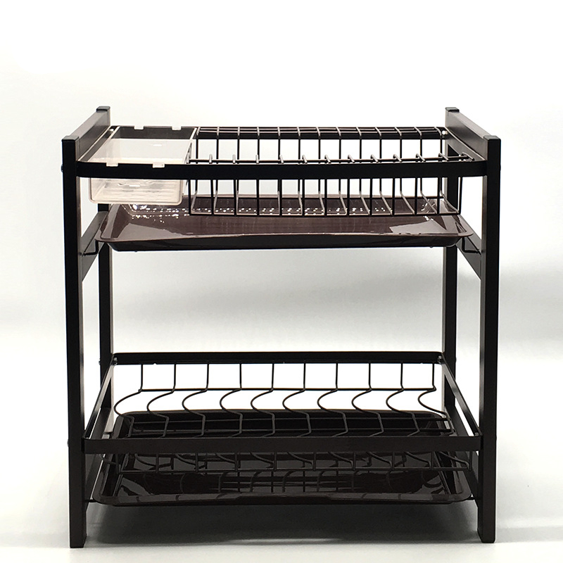 Factory Price Metal Rack Soft Enamel Kitchen Drying Double Dish Rack
