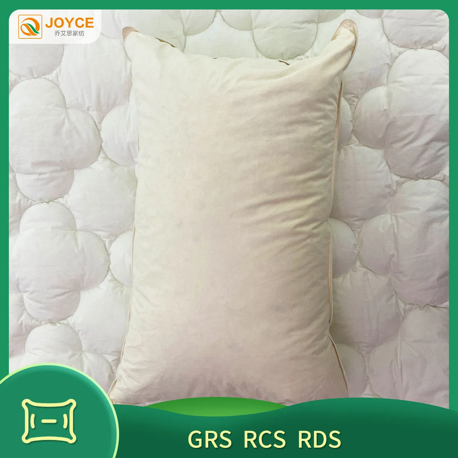 Customized Queen Size 100% Organic Cotton Cover Bed Pillow Filling White Goose Down