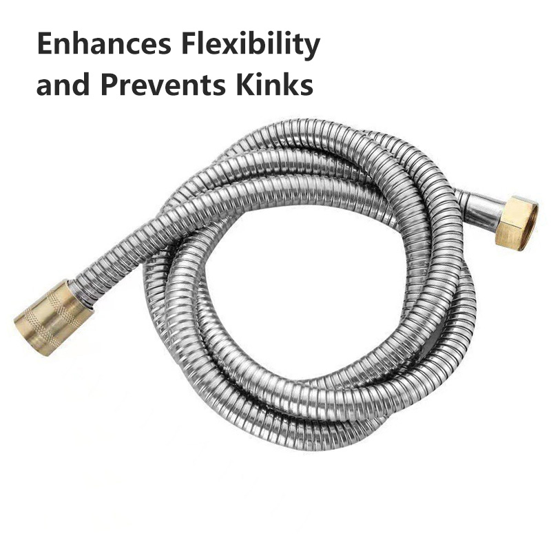 304 Stainless Steel Anti Leak 1.5m 2m Explosion Proof Braided Steel Wire Solid Brass Insert Nut Showerhead Hose