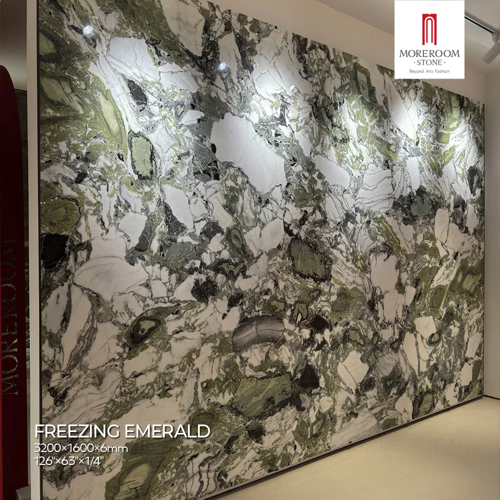 Porcelain Slab Green Marble Pattern for Nature Inspired Wall Cladding and Flooring