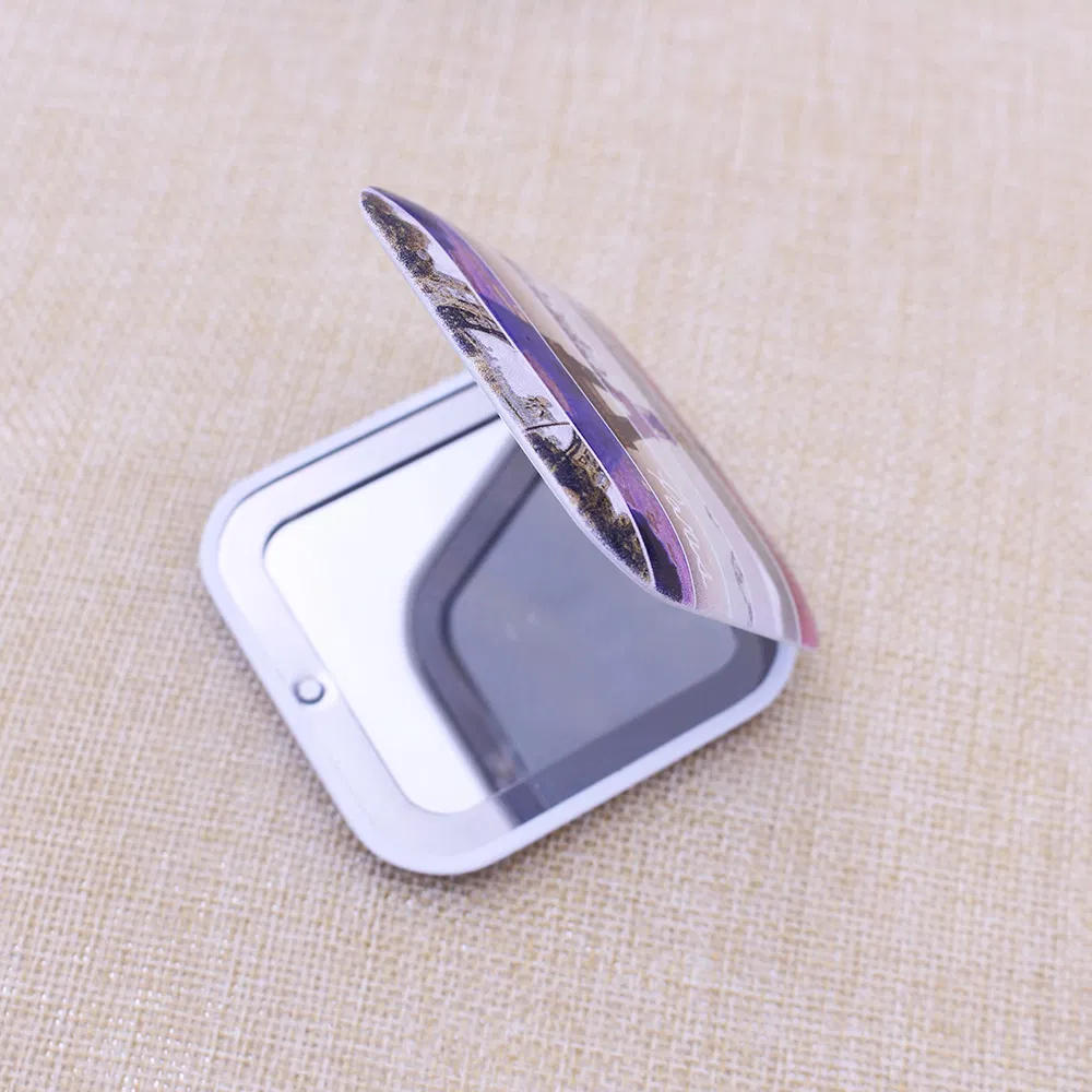 Elegant Metal Pocket Mirror with Reflective Cosmetic Surface