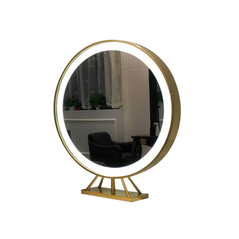 Hairdressing Barber Shop Single-Sided Luminous Mirror Beauty Salon Studio Professional with Lamp Double-Sided Makeup Mirror Desktop Hair Salon Mirror
