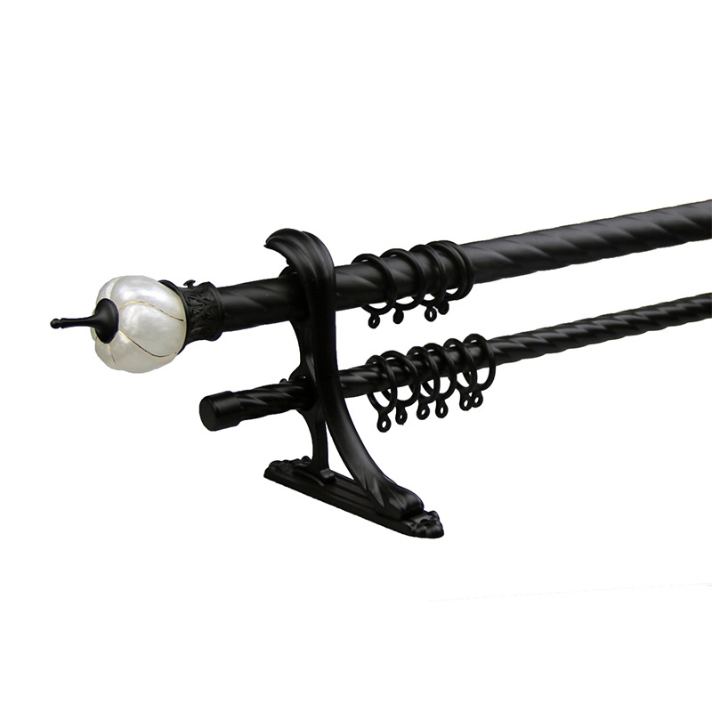 Hot Sale Gold Extendable Metal Double Curtain Rod Twisting Finials Adjustable Iron Roman Curtain Rods