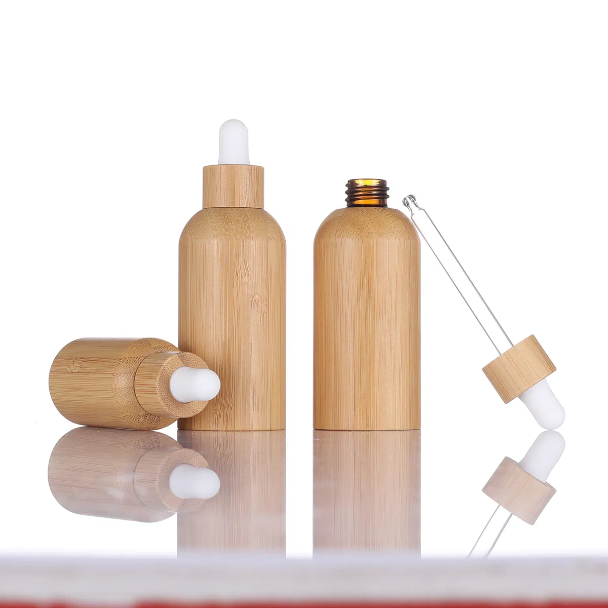 High Quality Glass Bamboo Essential Dropper Bottle, Glass Dropper Bottles for Beauty