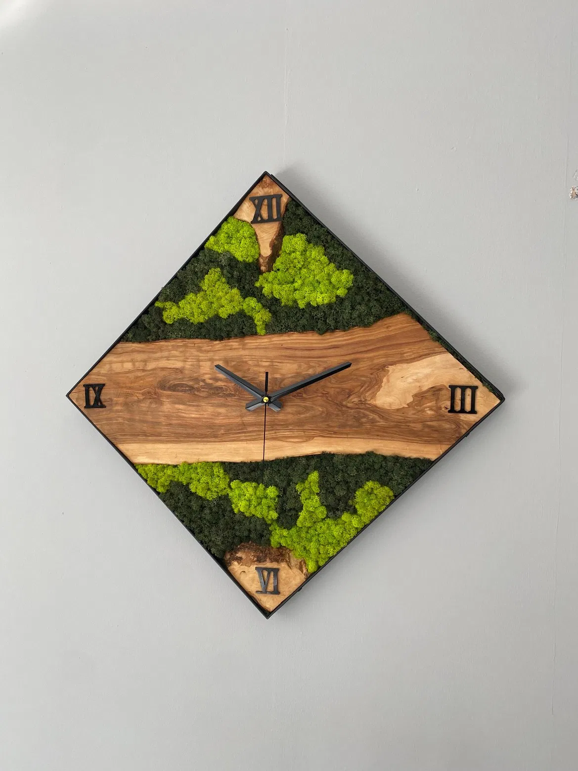 Custom Made Moss & Wood Wall Clock Custom Wall Decor Gift