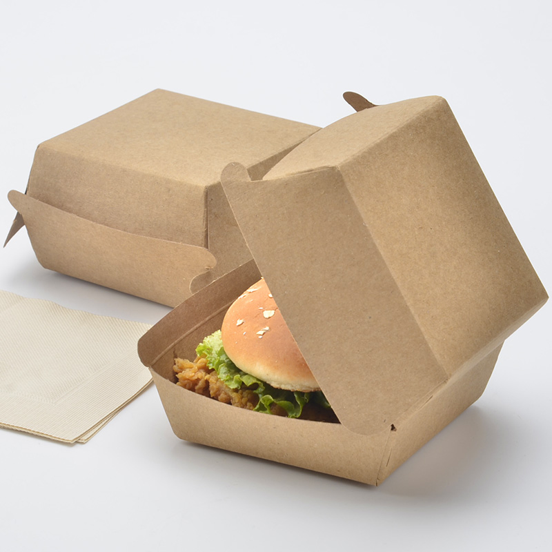 Biodegradable Food Packing Corrugated Cardboard Paper Box for Hamburger and Hotdog
