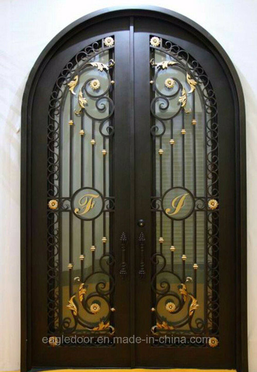 Noble Wrought Iron Entry Door with Round Top for Villa
