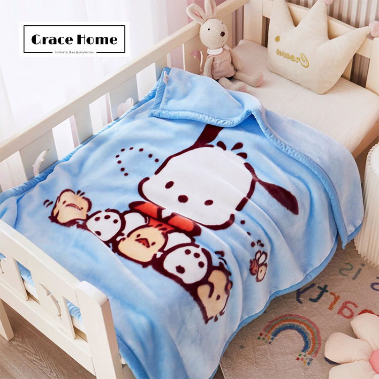 Детское двустороннее флисовое одеяло с мультяшным принтом