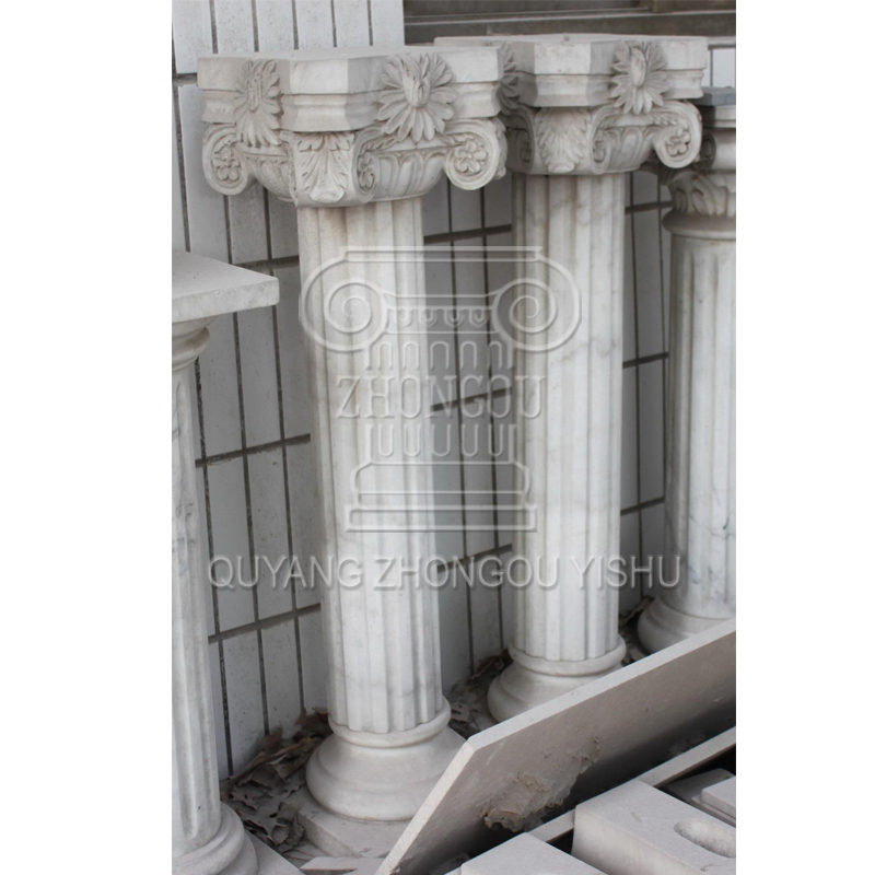 Great Red Roman Marble Column with Good Hand-Carved Quality