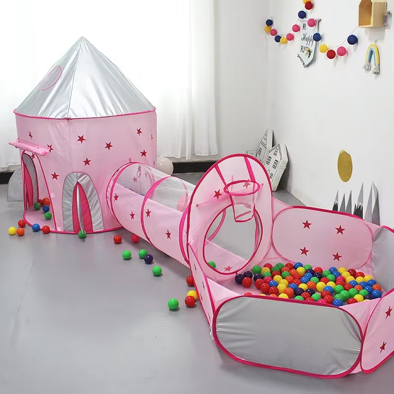 Pop up Camping Tent Kids Play Tent with Tunnel Playhouse Kids Indoor Outdoor Tent