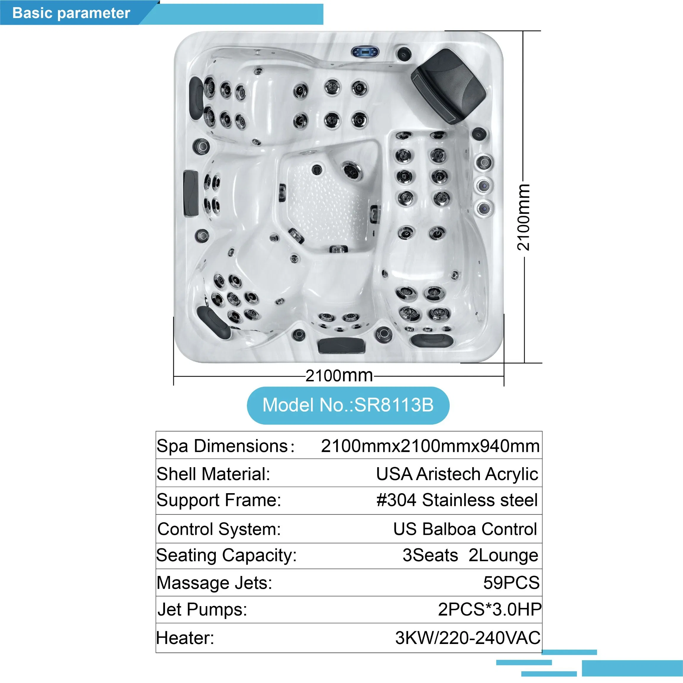 Угловая гидромассажная ванна Sunrans на 5 человек