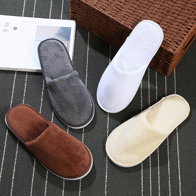 Wholesale Custom Logo Printed Thicker Disposable Closed Toe 5 Star Hotel Slippers