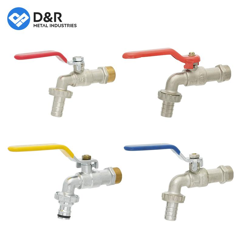 D&R High Quality All Customized Valve Supplier Zinc Alloy Garden Bibcock Water Faucet 3/4" T Handle 1/2 Inch Tap Brass Bibcock