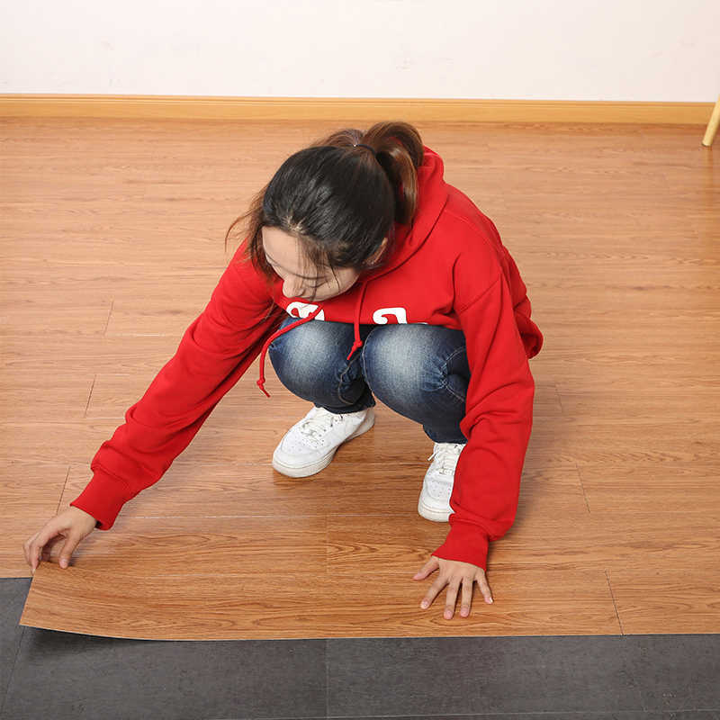 Wood Grain Wear-Resistant PVC Self-Adhesive Vinyl Flooring Plank Glue-Free Plastic Floor