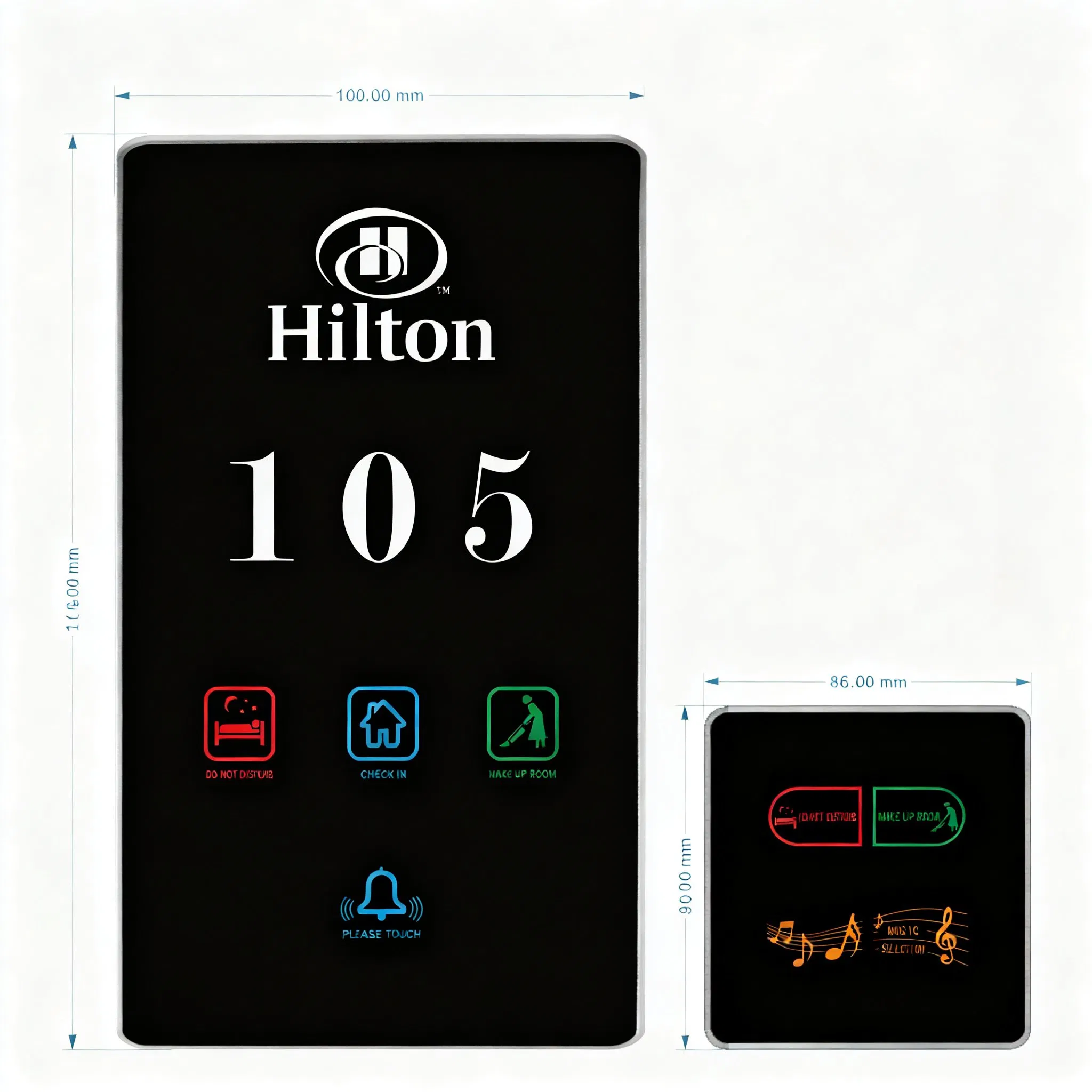 Doorplate Control Outside Panel Door Name Plates for Hotel Tempered Glass with Metal Frame LED Doorplate