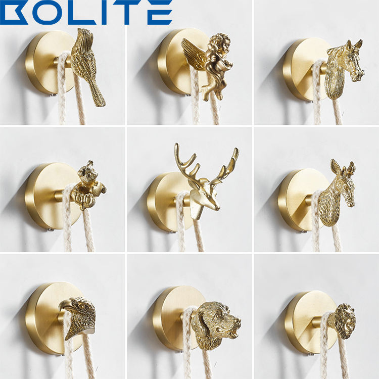 Modern Brass Deer Wall Hooks Luxury Gold Wall Decoration Heavy Decorative Wall Hooks