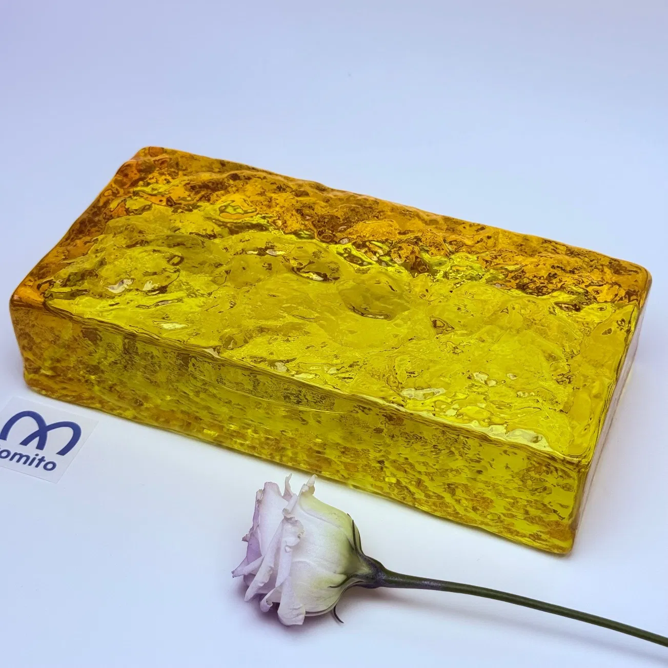 Guangzhou Wholesale 100mmx200mm Golden Yellow Decorative Glass Panel Art Tile Partition Brick Glass Block for Home Decor