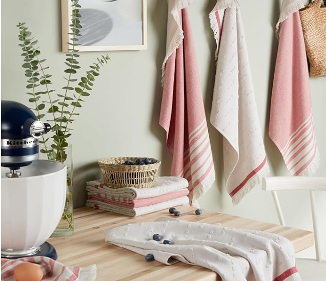 Stylish Buffalo Check Cotton Kitchen Dish Towels Set for Home Use