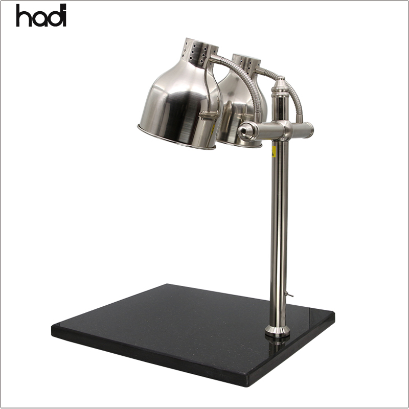 HD 500W Restaurant Hotel Supplies Stainless Steel Copper Table Lamp with Black Marble Base Keep Warm Catering Buffet Light