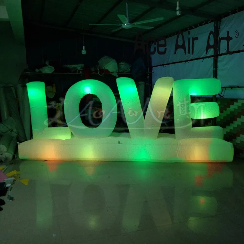 Romantic Giant Inflatable Love Letter with LED Lights for Wedding Party Event Stage Valentine's Day Decoration