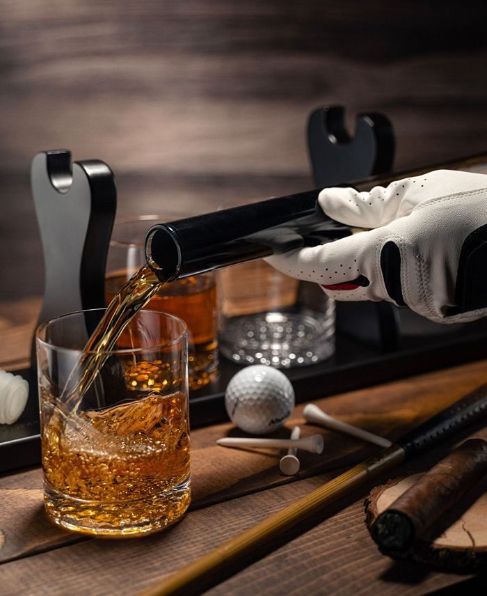 Golf Club Whiskey Decanter and 4 Liquor Glasses - Decanter & Glass Set