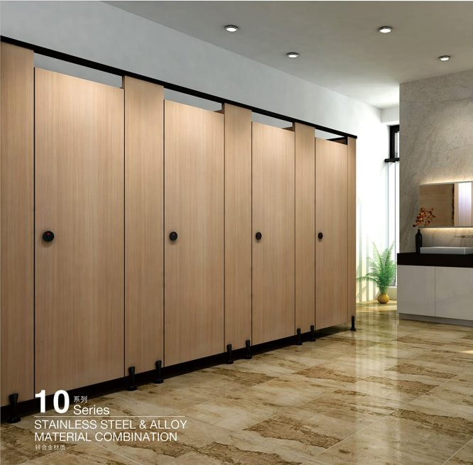 Black One Side Toilet Cubicle Adjustable Leg