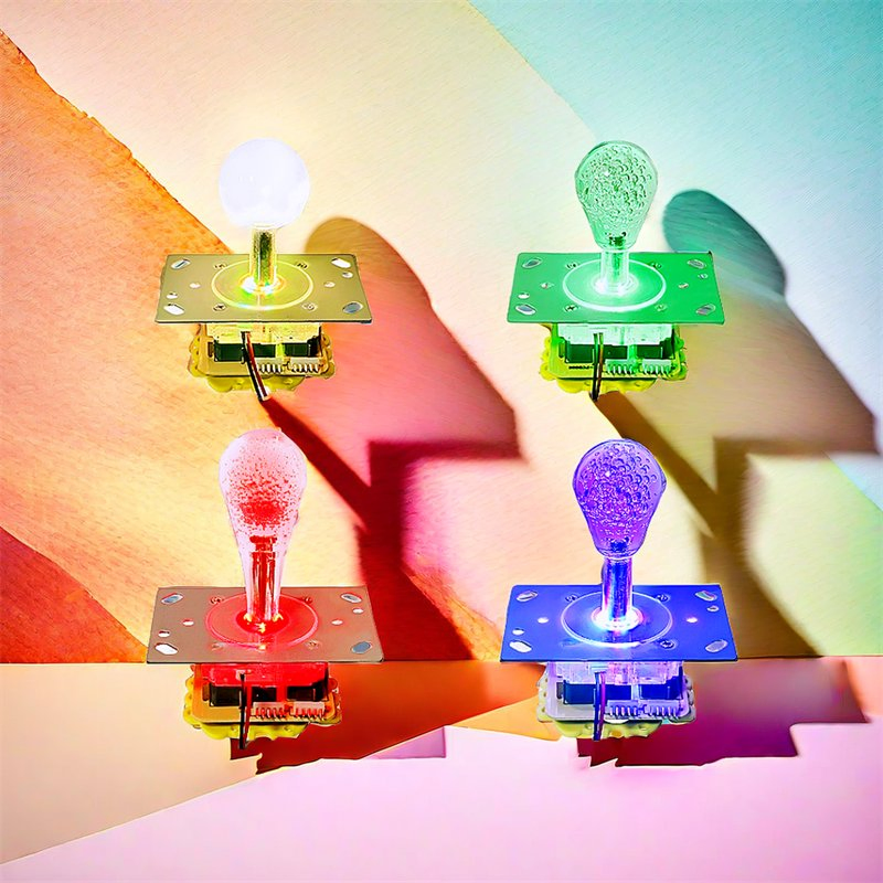 Ydc Colorful Integrated Short Pole Semi-Elliptical Crystal Balltop Rocker Arcade Semi-Oval Joystick