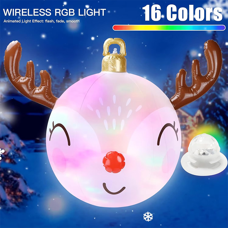 Inflatable Christmas Decoration Reindeer Ornament Ball with LED Light