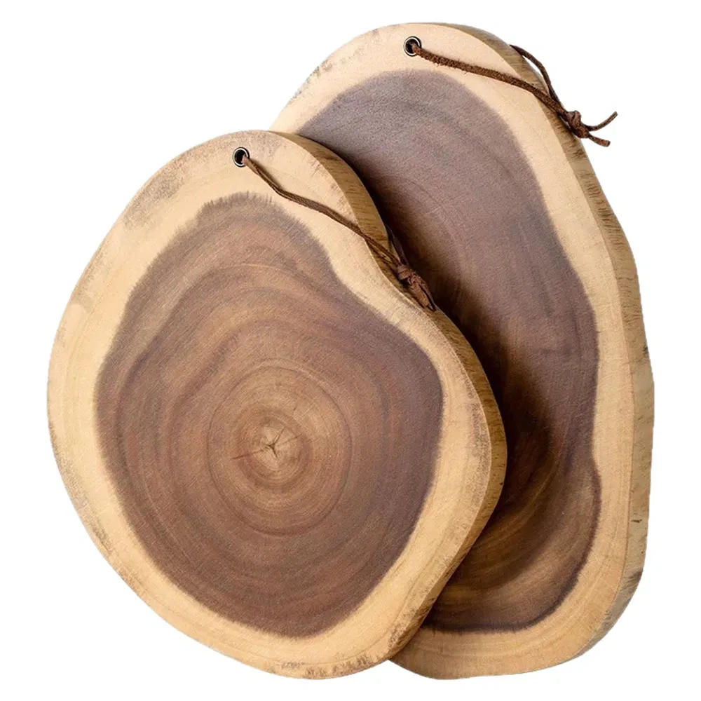 Irregular Double Kitchen Creativity Retro Solid Wood Bread Dessert Fruit Steak Meat Tray Chopping Cutting Board