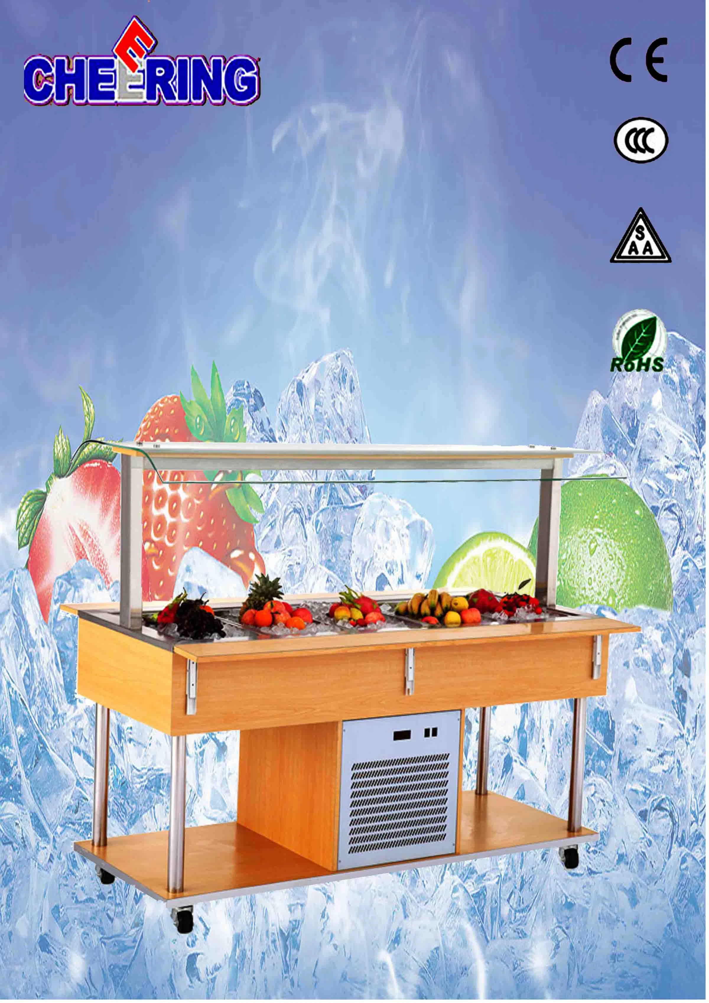 Cheering Catering Equipment Commercial Square Lift Salad Bar Freezer with Ce (E-P18502L8)