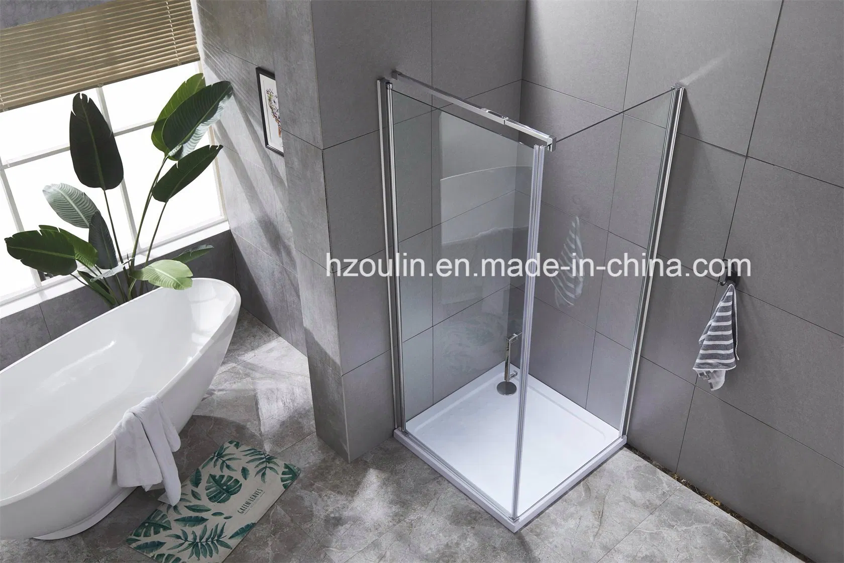 8mm Glass Shower Enclosure with One Fixed Glass and One Folding Glass