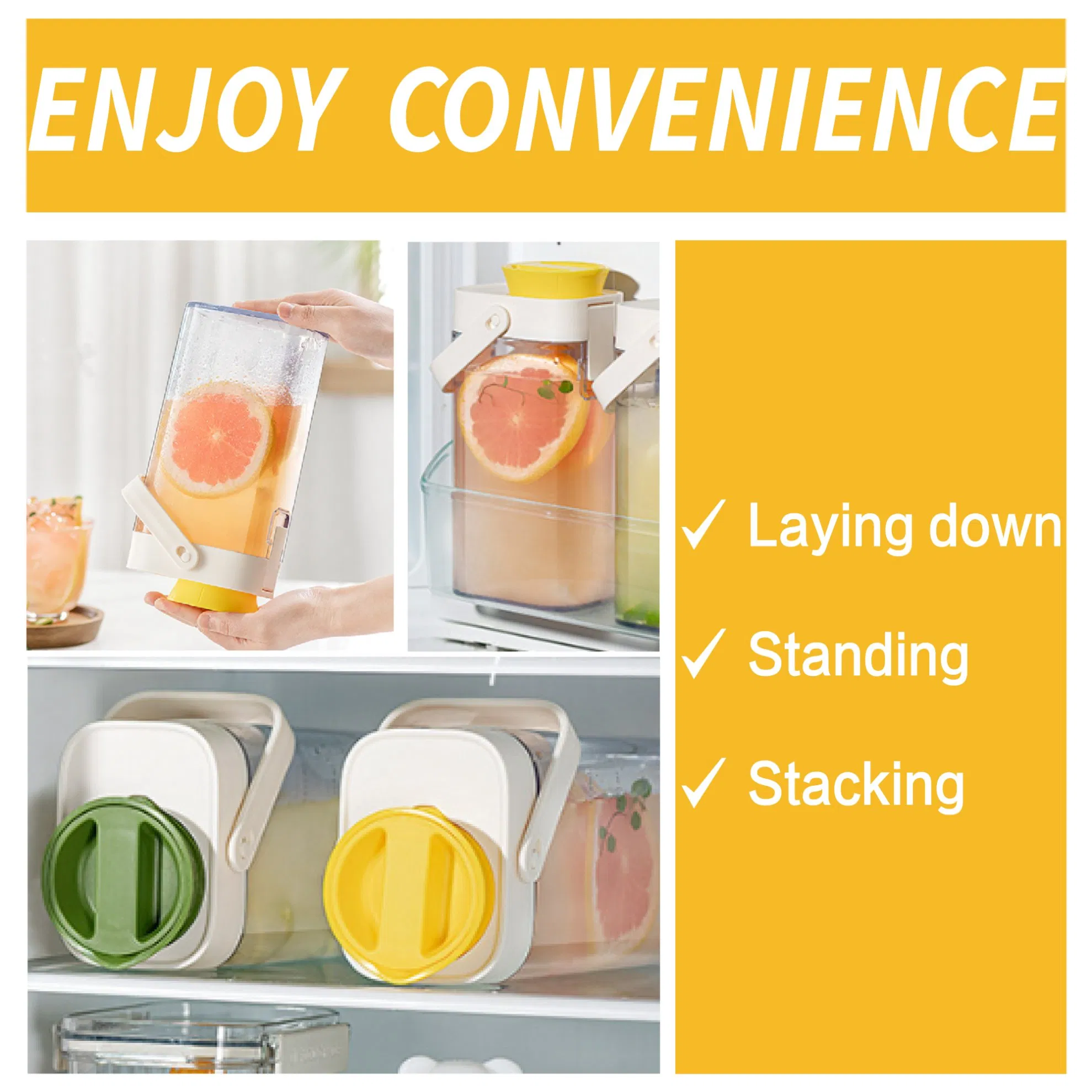 1L Coffee Cold Extraction Pot Juice Tea Filtration Cold Water Pot Household Outdoor Cold Brew Plastic Bottle Yellow