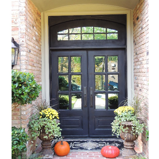 Pre-Hung Heavy Duty Luxury Grilled Pattern Villa External Door Wrought Iron Door