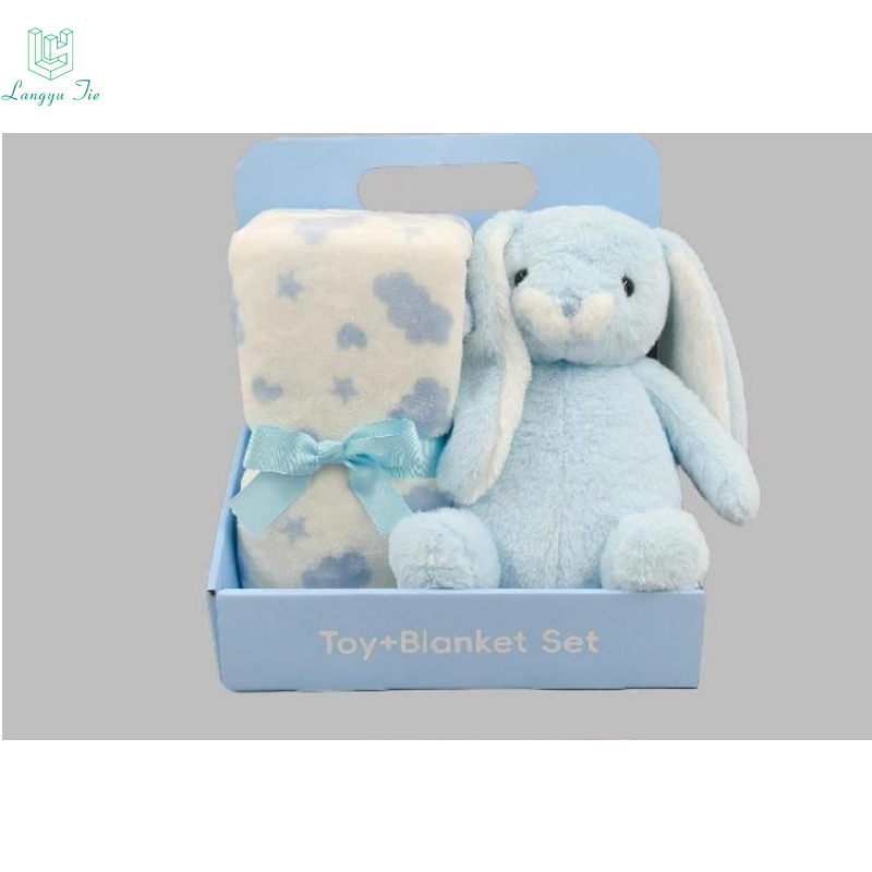 Wholesale Langyu Stuffed Animal Toys with Blanket Plush Dolls Kids Sleeping Blanket Cute Animal Doll Blanket Rabbit Blanket