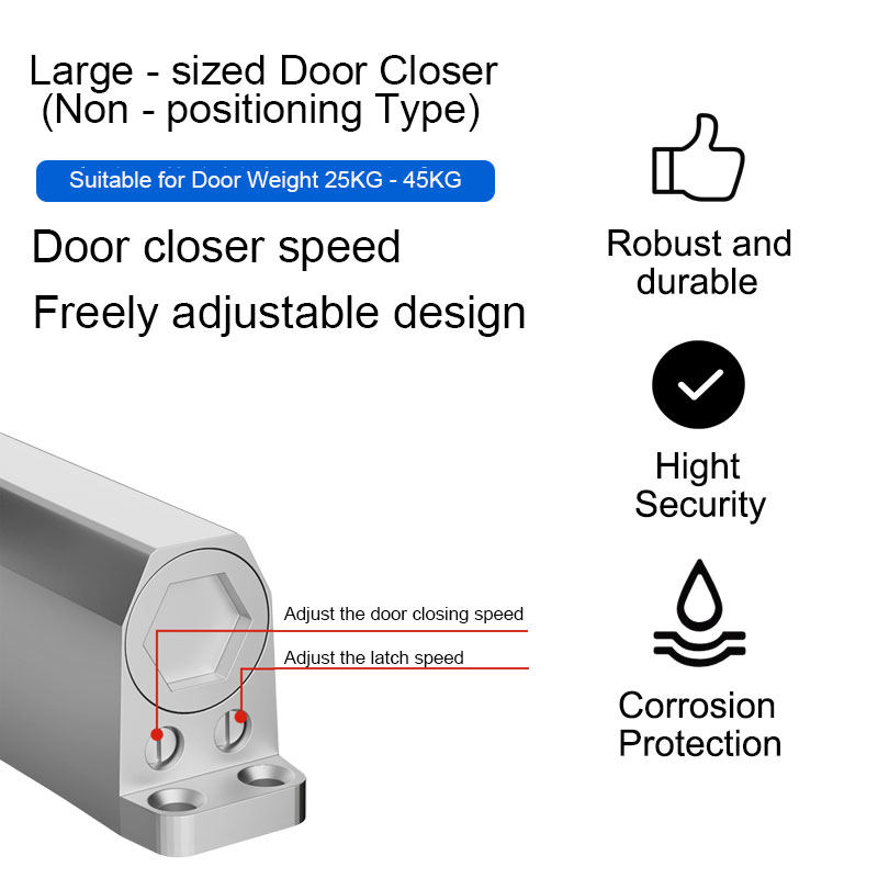90kg Bearing Non-Positioning Large Door Closer Commercial Grade
