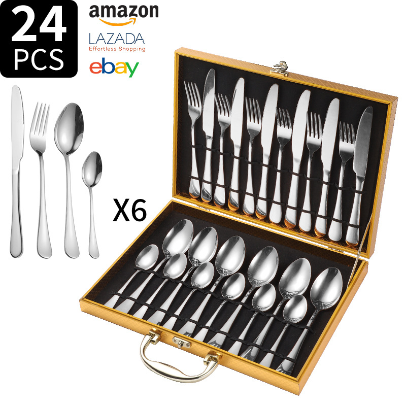 24-Piece Stainless Steel Cutlery Set, Knife, Fork and Spoon