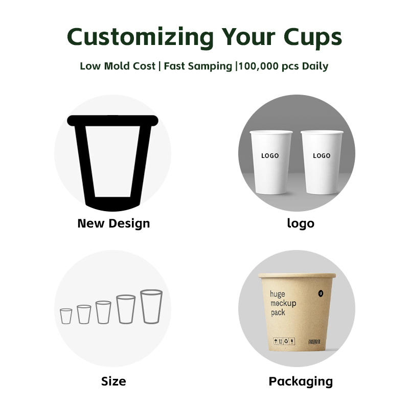Eco Compostable Biodegradable PLA Bamboo Fiber Water Based Coffee Disposable Single Double Ripple Wall Paper Cup Custom Printed Logo Cola Juice Drink Yogurt Mil