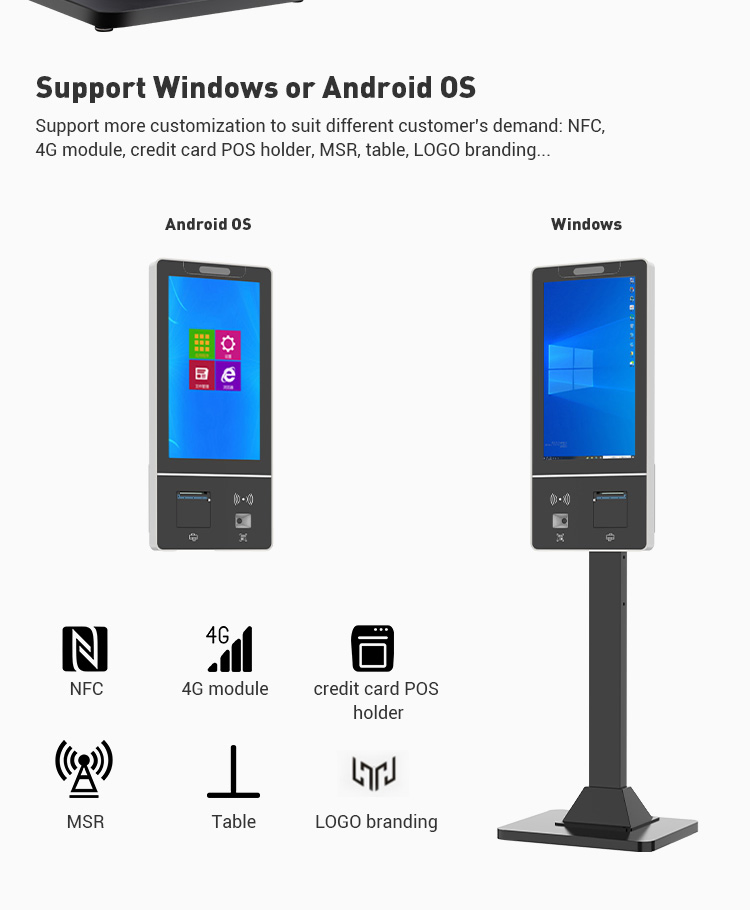 Shopping Mall Wall Mounted Self-Checkout Machines with Qr Code POS Kiosk