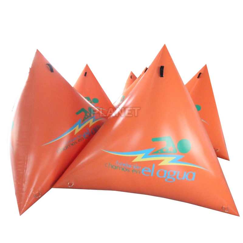 Orange Triangle Marker PVC Inflatable Floating Water Buoy for Sea