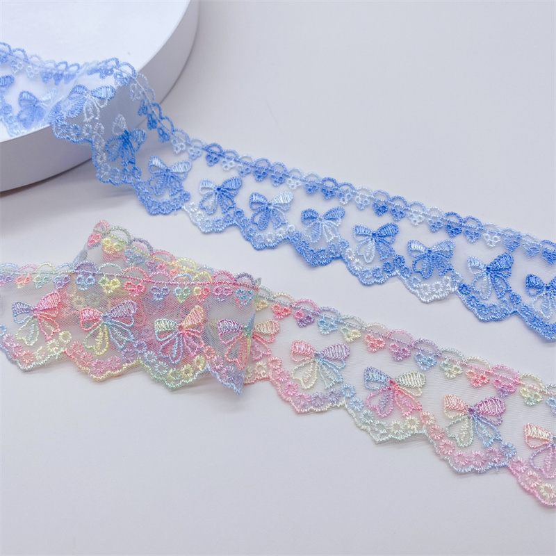 Бант двусторонний с кружевной лентой для одежды