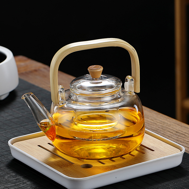 Hot Sale Handblow Clear High Borosilicate Small Glass Teapot with Infuse Made in China