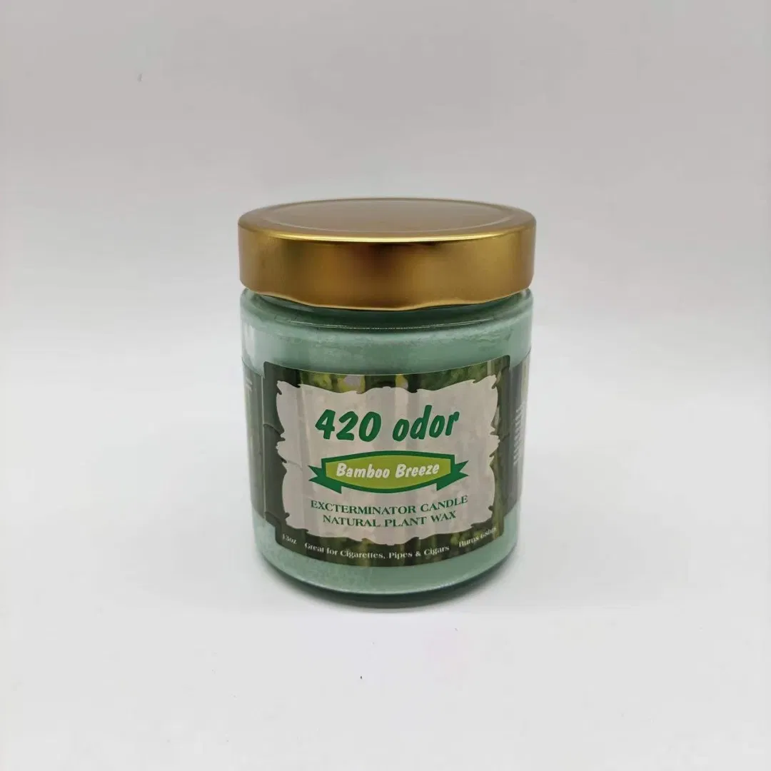 New Arrived Smoke 420 Odor Exterminator Glass Candle Jar 13 Oz Jar Candle Wax 14 Flavors