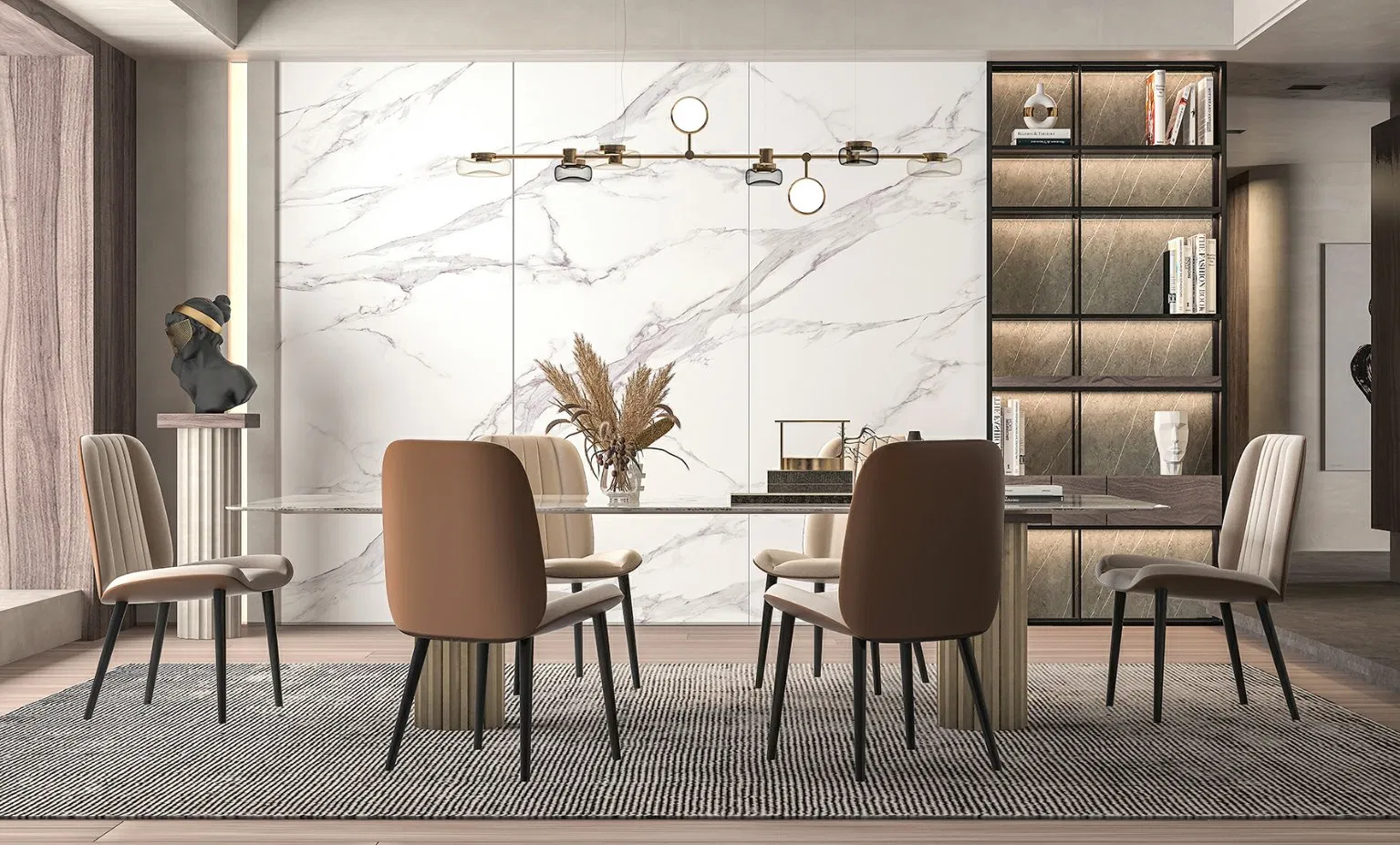 Luxurious Carracatta White Marble Dining Table with Integrated Basin