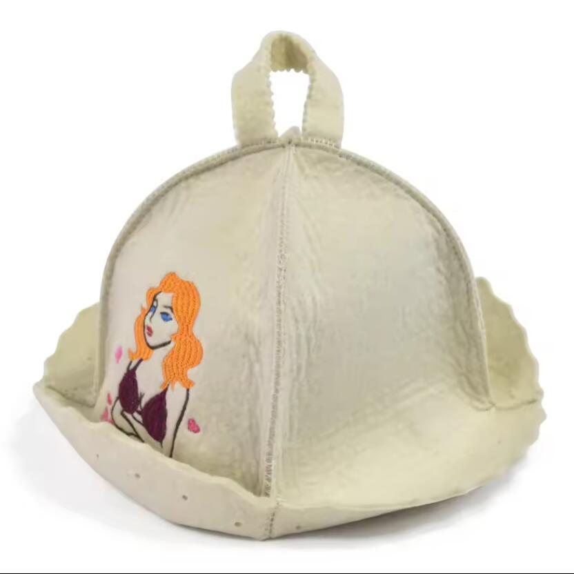 Customized Embroidery Australian Wool Felt Sauna Hat 2mm Thickness Wool Bath Hats