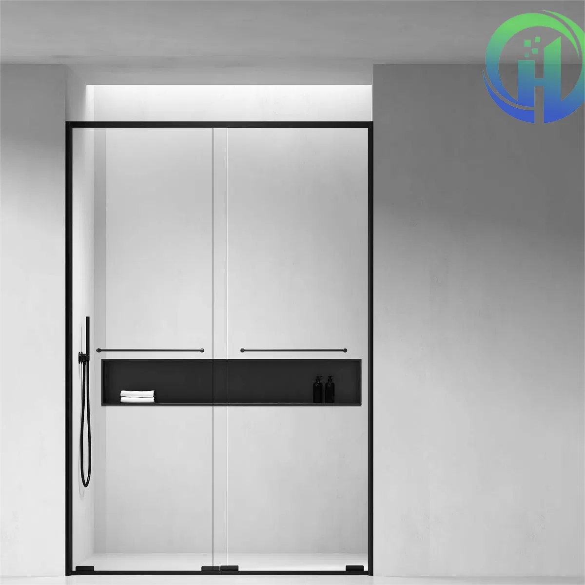 Modern Sliding Shower Door with Elegant Faucet Design