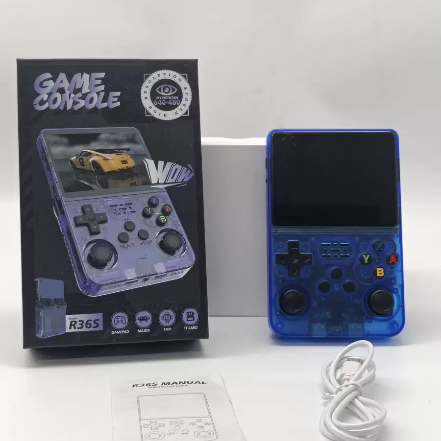Портативная консоль R36s Retro Handheld с 3.5" IPS экраном и играми