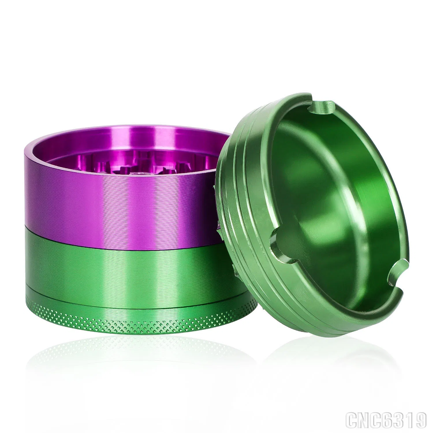 New Model Fashion 63mm Diameter Four-Layer Aluminium Alloy Grinder Top Lid Ashtray Metal Grinder Ash Tray DAB Tool Smoking Accessories