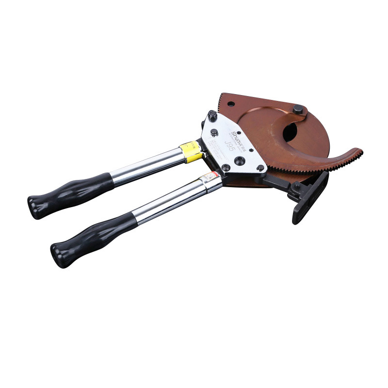 Manual Ratcheting Cable Scissors Cable Cutter with Gears Steel Core Disconnecting Pliers